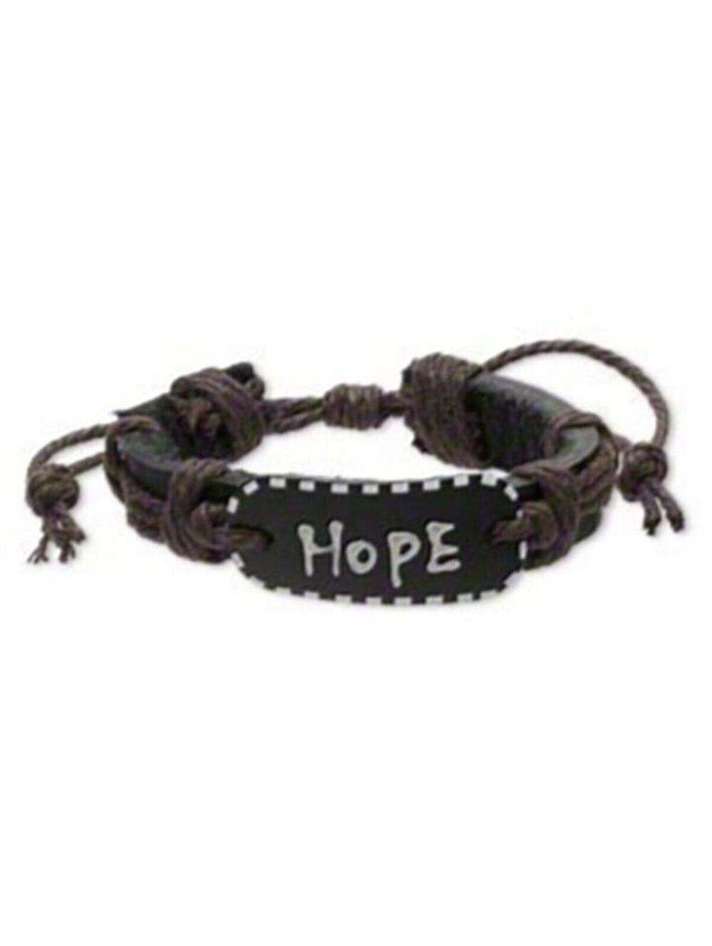 Handmade Leather Hope Affirmation Bracelet Black Brown White Adjustable